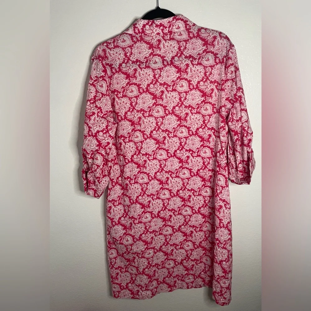 J. McLaughlin Mock Neck A-line Cotton Shirt Dress Sz Large Pockets - Picture 2 of 8